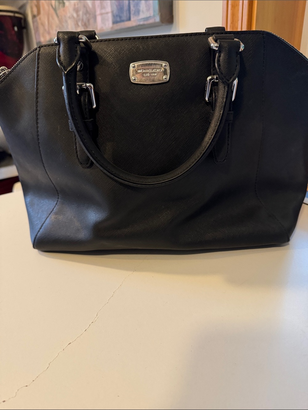 Michael Kors Black Saffiano Leather Satchel Handbag